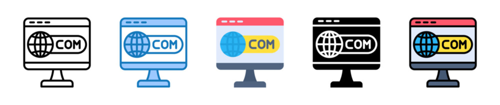 Domain Name multiple style icons set design vector illustration. 