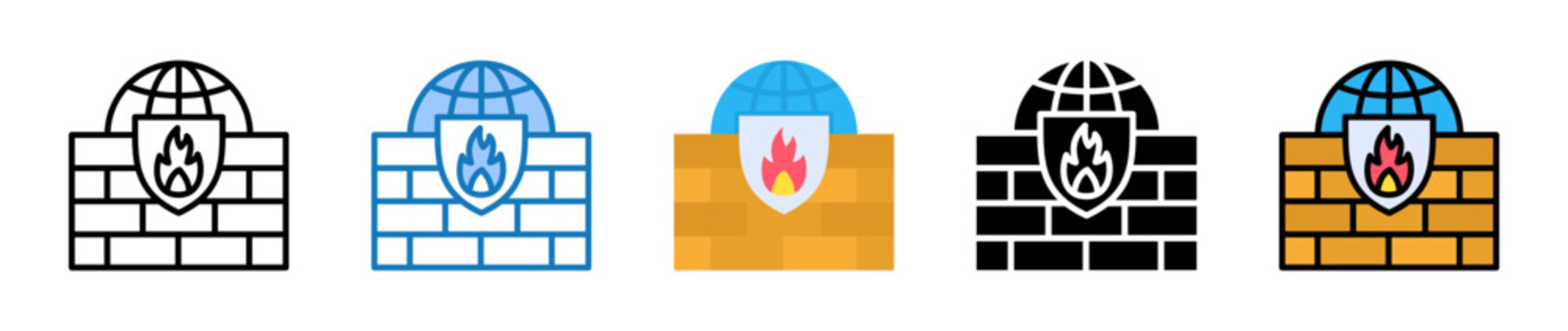 Network Firewall multiple style icons set design vector illustration. 