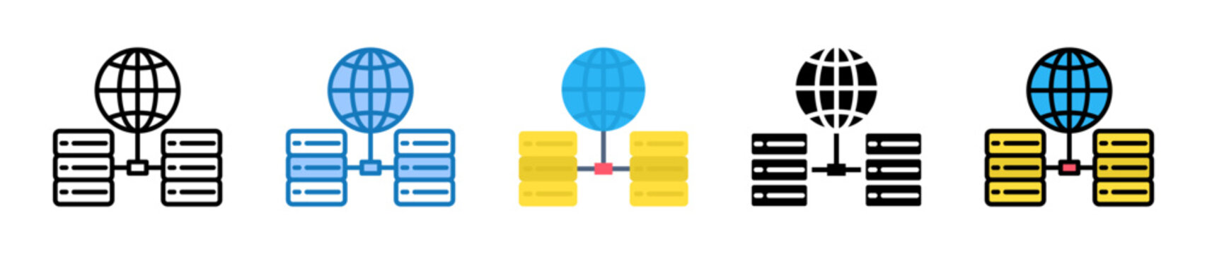 Web Hosting multiple style icons set design vector illustration. 