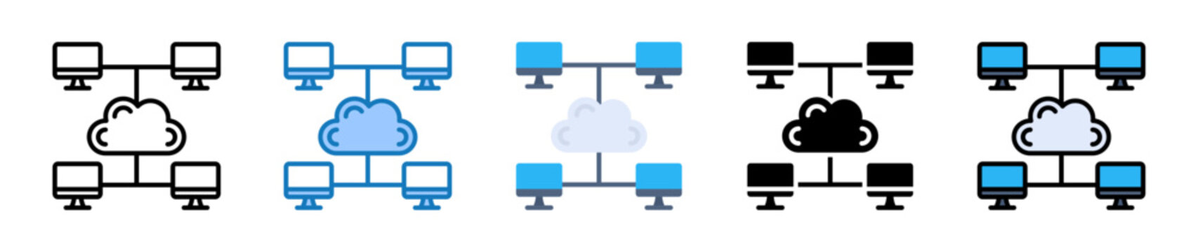 Cloud Network multiple style icons set design vector illustration. 