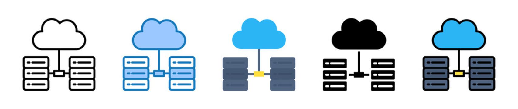 Network Server multiple style icons set design vector illustration. 
