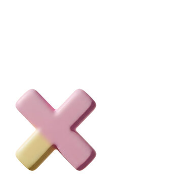 Isometric Pink Clay X Mark Close Error Cancel Button 