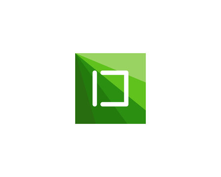 Abstract letter d and id monogram square logo image. Creative green low poly geometric icon for modern technology, digital identity software and innovative business.