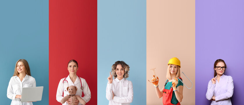 Women representing different professions and roles