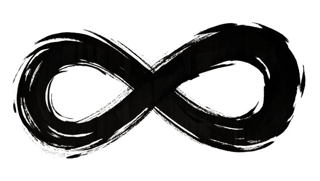 Black ink brush stroke infinity symbol representing endlessness, isolated on transparent background