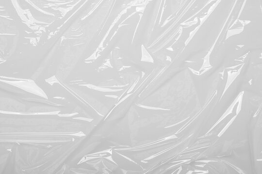 package mockup, plastic wrap transparent texture overlay effect. polyethylene packaging of vinyl wrap. shrink crumpled plastic bag sleeve.