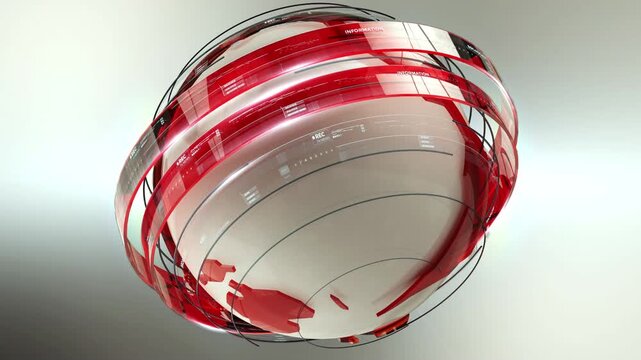 Red Transparent World Globe Rotation for News Intro Animation
