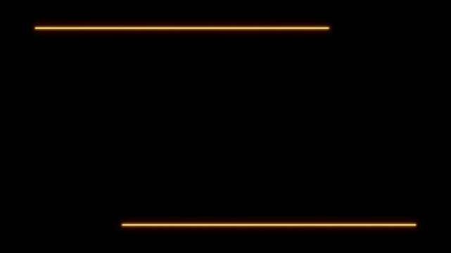 Minimalist gold neon linear elements moving to form a sleek geometric rectangular frame.