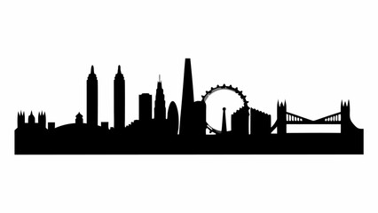 Obraz premium Black silhouette of london city skyline with famous landmarks