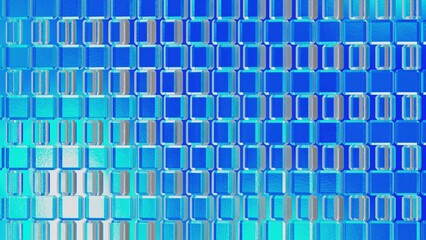 Naklejka premium Abstract blue cube pattern features a geometric arrangement of varying sized cubes in shades of blue, cyan, white, and gray. This bright, futuristic composition creates a dynamic visual texture for