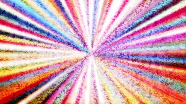 Rainbow love spinning background 