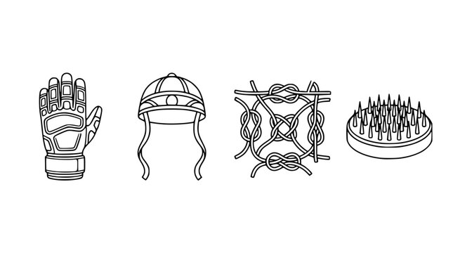 Vector illustration of climbing gear and equipment for rock climbing