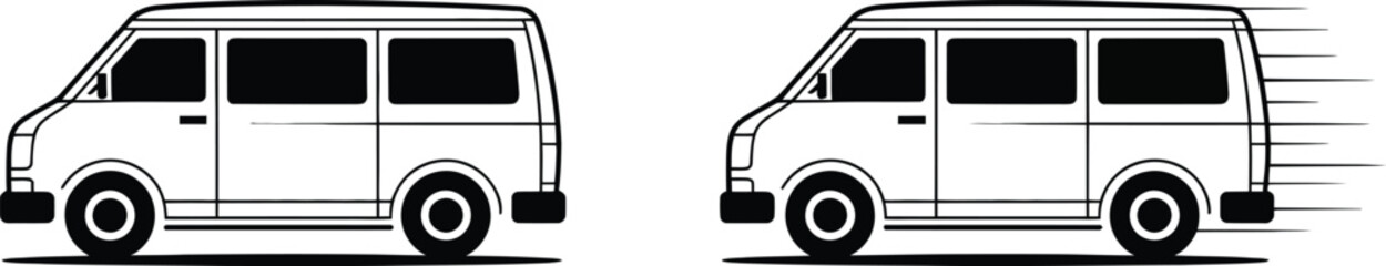 van outline set speed concept transport symbol black white vector © AIcon Star