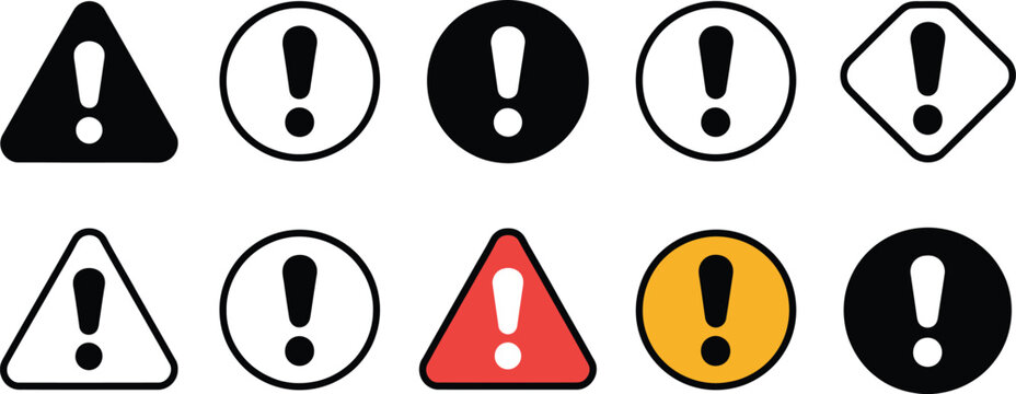 warning sign exclamation triangle circle symbol vector icon sets for ui
