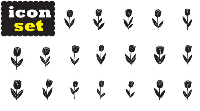Tulip Silhouette Vector Set