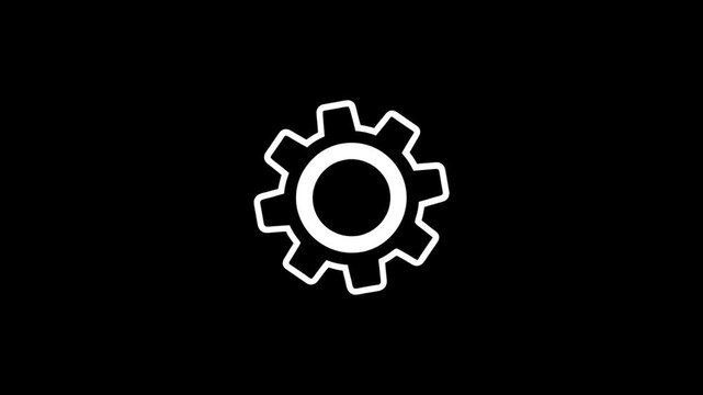 cogwheel gear spinning around animation video. Gear set. Black gear wheel icons on white background. 
Three gear rotating animation with 2d concept