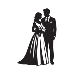 Fototapeta premium Wedding Couple Silhouette Vector