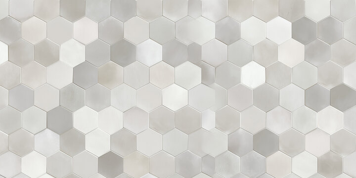 Matte gray hex tile texture in a seamless modern geometric layout.	
