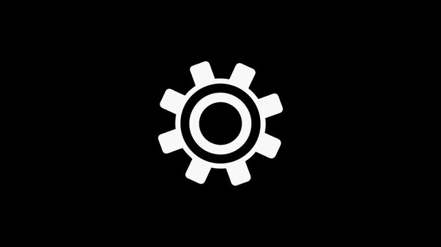 cogwheel gear spinning around animation video. Gear set. Black gear wheel icons on white background. 
Three gear rotating animation with 2d concept