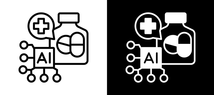 Ai Medicine whiteblack icon