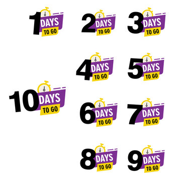 Days to go countdown badges, major event remaining time numbers, promotional sale numbers banner collection