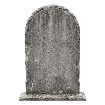 Old weathered stone tombstone grave marker