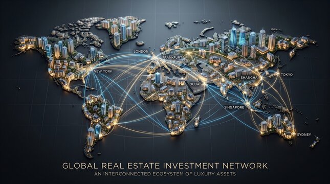 Global Real Estate Investment Network Concept