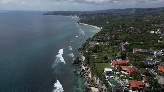 Aerial View of Bukit Cliffs and Ocean Coastline in Bali