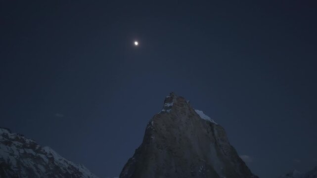 4K RAW Night Drone Footage of Gonbo Rangjon Mountain, Ladakh | Aerial View of Sacred Himalayan Peak Under Starry Sky in Zanskar Valley, India