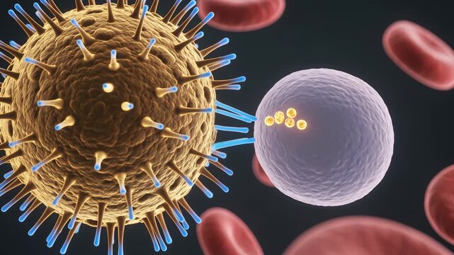 Ultra Detailed Cytotoxic T Cell Immune Response Showing Antigen Detection and Immunological Synapse Formation on Target Cells