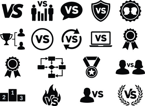 Set of twenty vs comparison symbols for competitive analysis