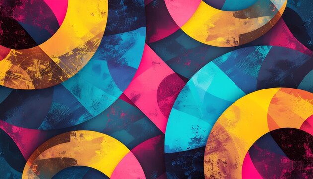 Vibrant abstract colorful semicircle pattern design.
