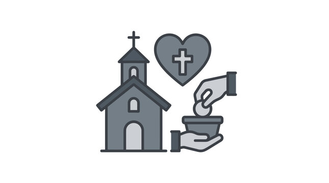Christian Charity: Church, Heart with Cross, and Donation
