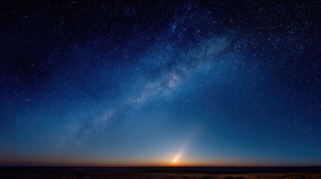 Zodiacal light in the night sky with Milky Way galaxy