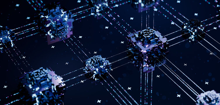Big data,Network communication,Quantum computing cube structure with big data network line connection concept,artificial intelligence technology,blockchain infrastructure,cyber security server