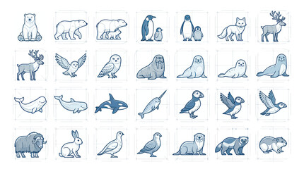 Arctic Animals Collection: Polar Bear, Penguin, Seal, Walrus, Narwhal, Reindeer © aa