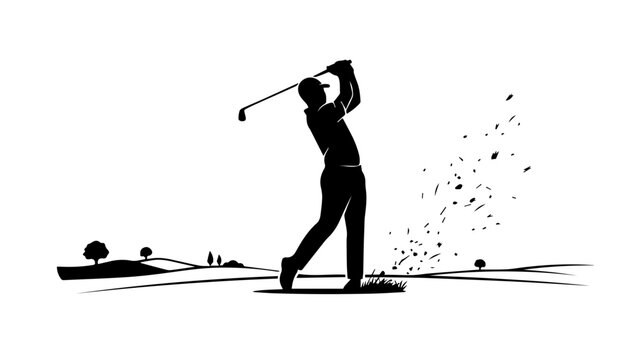 Golf, golfer silhouette, swinging, sport, illustration, vector graphics