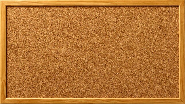 Blank rectangular cork notice board with wooden frame