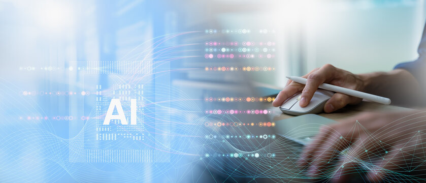 AI tech background with artificial intelligence and big data analytics,representing innovative technology banner,digital wave signal,6G,ai agentic,smart city infrastructure,cloud computing interface