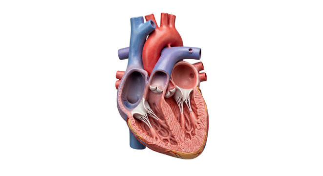 Detailed Human Heart Anatomy Cross Section Isolated on White