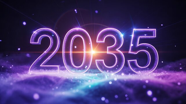 Future year 2035 concept with glowing digital number design