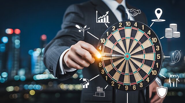 Time management and business strategy with digital clock interface