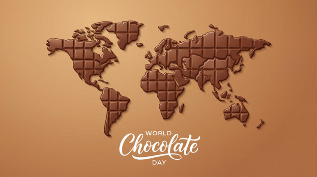 Chocolate world map concept made from melted chocolate