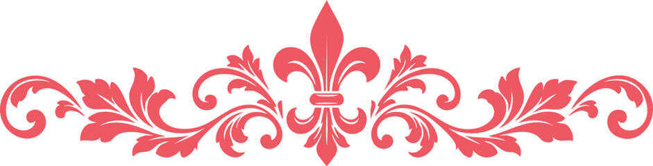 Black Fleur De Lis Floral Ornament with Vintage Scrollwork and Acanthus Leaves © MODU163