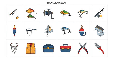 Fishing Gear Icons Set © punduh