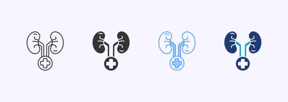 Kidney Icon Set Multiple Style Collection Illustration