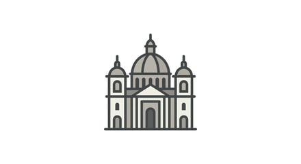 Obraz premium Stylized Illustration of a Grand Dome Building with Towers on White Background