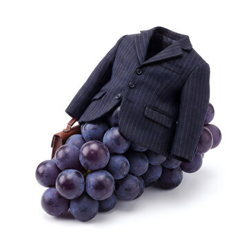 Bunch of grapes dressed in pinstripe business suit for dad jokes