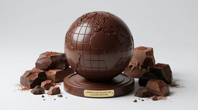 Luxury Chocolate Globe with Premium Chocolate Chunks for World Chocolate Day Celebration