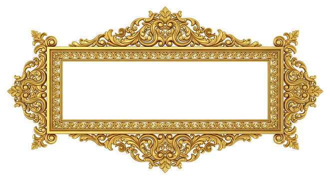 Elegant gold ornate picture frame with decorative borders